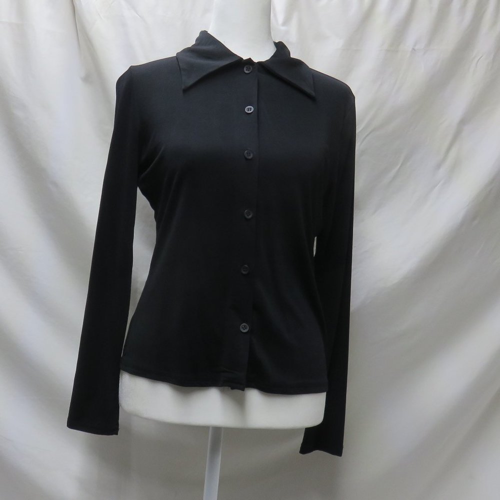 Women's Black Long Sleeve Button Down Blouse